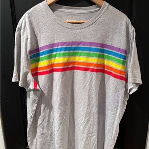 Family Fun Gray Rainbow Stripe Cotton Tee Size 2XL